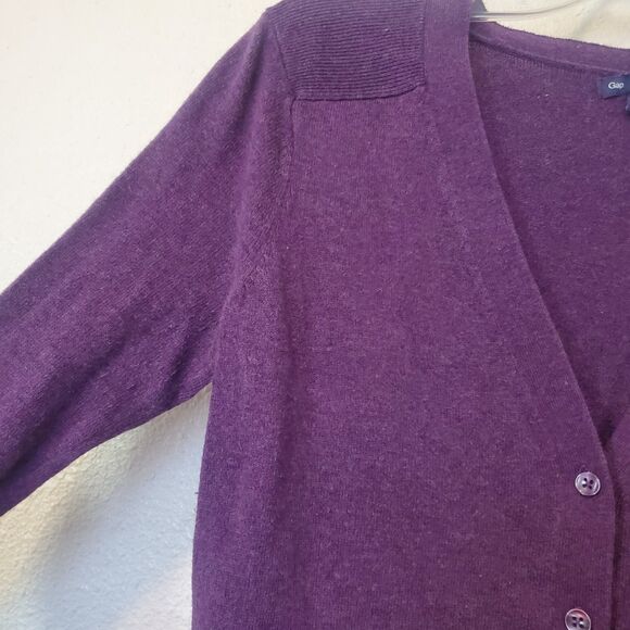 Vintage GAP Cardigan Sz S Cotton Nylon Acrylic Purple Button Up - Picture 6 of 16